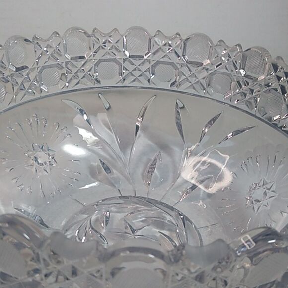 Vintage American Brilliant Cut Crystal Elegant Clear Glass Bowl Heavy - Picture 3 of 9